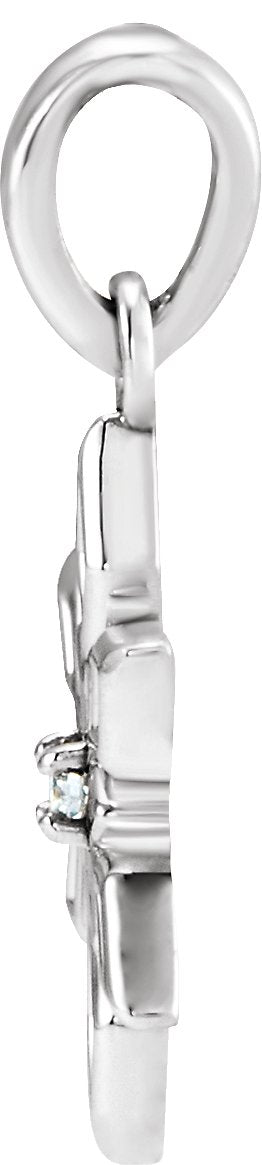 14K Gold Round Natural Diamond Snowflake Necklace or Pendant - White Gold - view 2