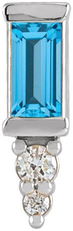 Platinum Straight Baguette Natural Swiss Blue Topaz Accented Bar Earrings