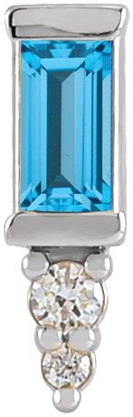 Platinum Straight Baguette Natural Swiss Blue Topaz Accented Bar Earrings
