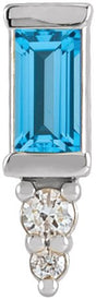 Platinum Straight Baguette Natural Swiss Blue Topaz Accented Bar Earrings