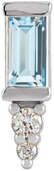 14K Gold Straight Baguette Natural Sky Blue Topaz Accented Bar Earrings - White Gold