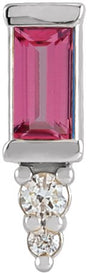 14K Gold Straight Baguette Natural Pink Tourmaline Accented Bar Earrings - White Gold