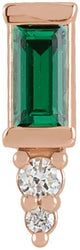 14K Gold Straight Baguette Natural Green Tourmaline Accented Bar Earrings - Rose Gold