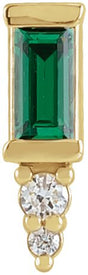 14K Gold Straight Baguette Natural Green Tourmaline Accented Bar Earrings - Yellow Gold