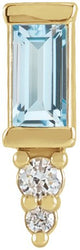 14K Gold Straight Baguette Natural Sky Blue Topaz Accented Bar Earrings - Yellow Gold