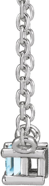 14K Gold Straight Baguette Natural Sky Blue Topaz Solitaire Necklace - White Gold - view 4