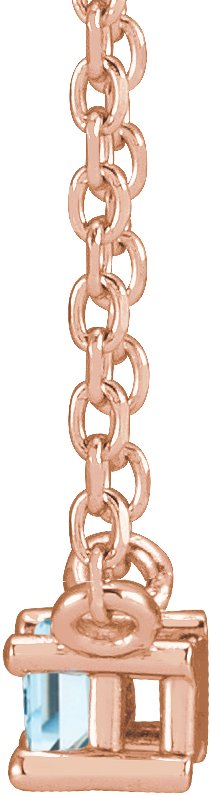 14K Gold Straight Baguette Natural Sky Blue Topaz Solitaire Necklace - Rose Gold - view 4