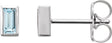 Platinum Natural Sky Blue Topaz Straight Baguette Bezel-Set Stud Earrings
