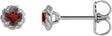 Platinum Natural Mozambique Garnet Round 4-Prong Claw Rope Stud Earrings