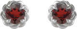14K Gold Natural Mozambique Garnet Round 4-Prong Claw Rope Stud Earrings - White Gold - view 2
