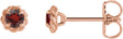 14K Gold Natural Mozambique Garnet Round 4-Prong Claw Rope Stud Earrings - Rose Gold