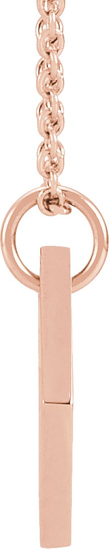14K Gold Round Natural Diamond Engravable Rhombus Necklace or Pendant - Rose Gold - view 2