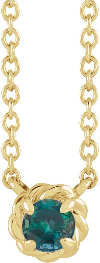 14K Gold Round Lab-Grown Alexandrite Claw-Prong Rope Necklace - Yellow Gold