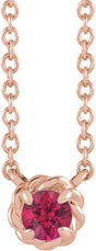 14K Gold Round Lab-Grown Ruby Claw-Prong Rope Necklace - Rose Gold