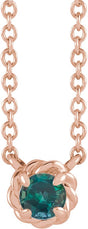 14K Gold Round Lab-Grown Alexandrite Claw-Prong Rope Necklace - Rose Gold
