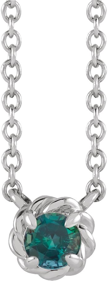Platinum Round Lab-Grown Alexandrite Claw-Prong Rope Necklace