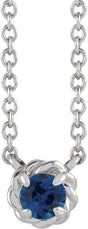 Platinum Round Natural Blue Sapphire Claw-Prong Rope Necklace