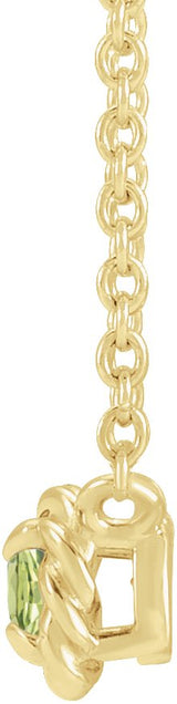 14K Gold Round Natural Peridot Claw-Prong Rope Necklace - Yellow Gold - view 2