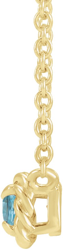 14K Gold Round Natural Blue Zircon Claw-Prong Rope Necklace - Yellow Gold - view 2