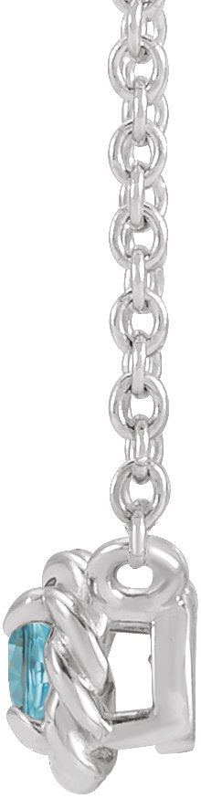 Platinum Round Natural Blue Zircon Claw-Prong Rope Necklace - view 2