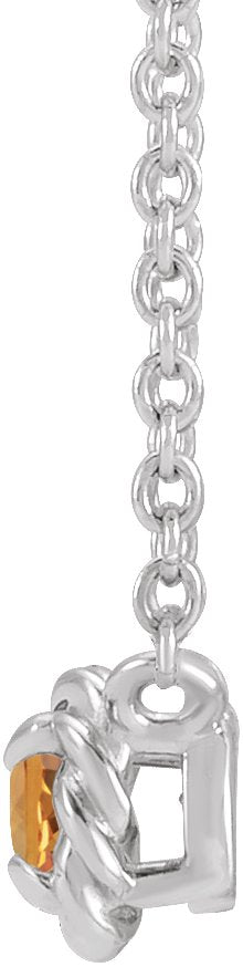 14K Gold Round Natural Citrine Claw-Prong Rope Necklace - White Gold - view 2