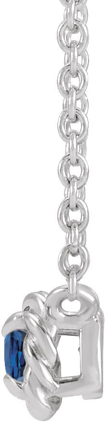 Platinum Round Natural Blue Sapphire Claw-Prong Rope Necklace - view 2