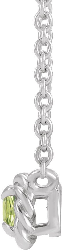 14K Gold Round Natural Peridot Claw-Prong Rope Necklace - White Gold - view 2