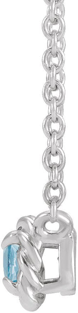 Platinum Round Natural Aquamarine Claw-Prong Rope Necklace - view 2