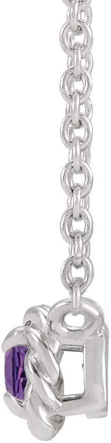 Platinum Round Natural Amethyst Claw-Prong Rope Necklace - view 2