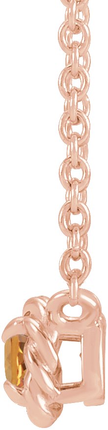 14K Gold Round Natural Citrine Claw-Prong Rope Necklace - Rose Gold - view 2