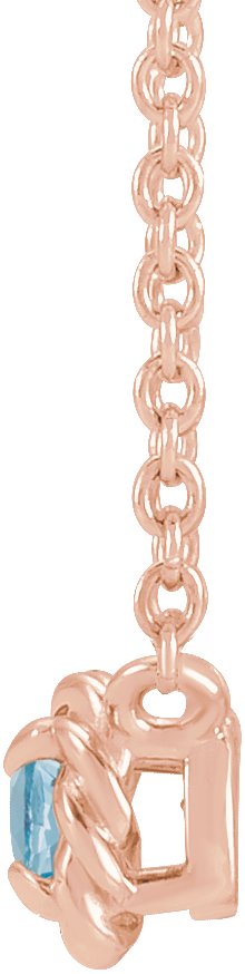 14K Gold Round Natural Aquamarine Claw-Prong Rope Necklace - Rose Gold - view 2