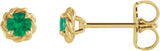 14K Gold Lab-Grown Emerald Round 4-Prong Claw Rope Stud Earrings - Yellow Gold