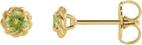 14K Gold Natural Peridot Round 4-Prong Claw Rope Stud Earrings - Yellow Gold