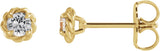 14K Gold Natural White Sapphire Round 4-Prong Claw Rope Stud Earrings - Yellow Gold