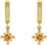 14K Gold Square Natural Ruby Beaded Bezel-Set Hoop Earrings - Rose Gold - view 4