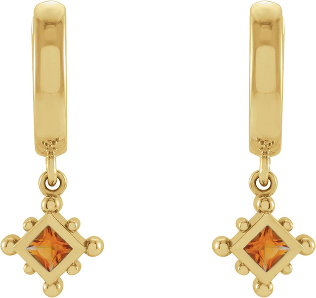 14K Gold Square Lab-Grown Ruby Beaded Bezel-Set Hoop Earrings - Rose Gold - view 4