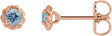 14K Gold Natural Aquamarine Round 4-Prong Claw Rope Stud Earrings - Rose Gold