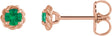 14K Gold Natural Emerald Round 4-Prong Claw Rope Stud Earrings - Rose Gold