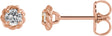 14K Gold Natural White Sapphire Round 4-Prong Claw Rope Stud Earrings - Rose Gold