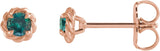 14K Gold Lab-Grown Alexandrite Round 4-Prong Claw Rope Stud Earrings - Rose Gold