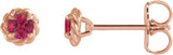 14K Gold Lab-Grown Ruby Round 4-Prong Claw Rope Stud Earrings - Rose Gold