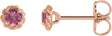 14K Gold Natural Pink Tourmaline Round 4-Prong Claw Rope Stud Earrings - Rose Gold