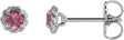 Platinum Natural Pink Tourmaline Round 4-Prong Claw Rope Stud Earrings