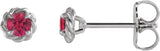 14K Gold Lab-Grown Ruby Round 4-Prong Claw Rope Stud Earrings - White Gold