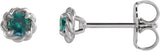 14K Gold Lab-Grown Alexandrite Round 4-Prong Claw Rope Stud Earrings - White Gold