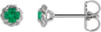 Platinum Natural Emerald Round 4-Prong Claw Rope Stud Earrings