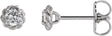 Platinum Natural White Sapphire Round 4-Prong Claw Rope Stud Earrings