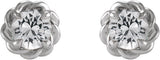 14K Gold Natural White Sapphire Round 4-Prong Claw Rope Stud Earrings - White Gold - view 2
