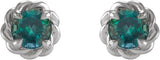 Platinum Lab-Grown Alexandrite Round 4-Prong Claw Rope Stud Earrings - view 2