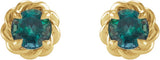 14K Gold Lab-Grown Alexandrite Round 4-Prong Claw Rope Stud Earrings - Yellow Gold - view 2